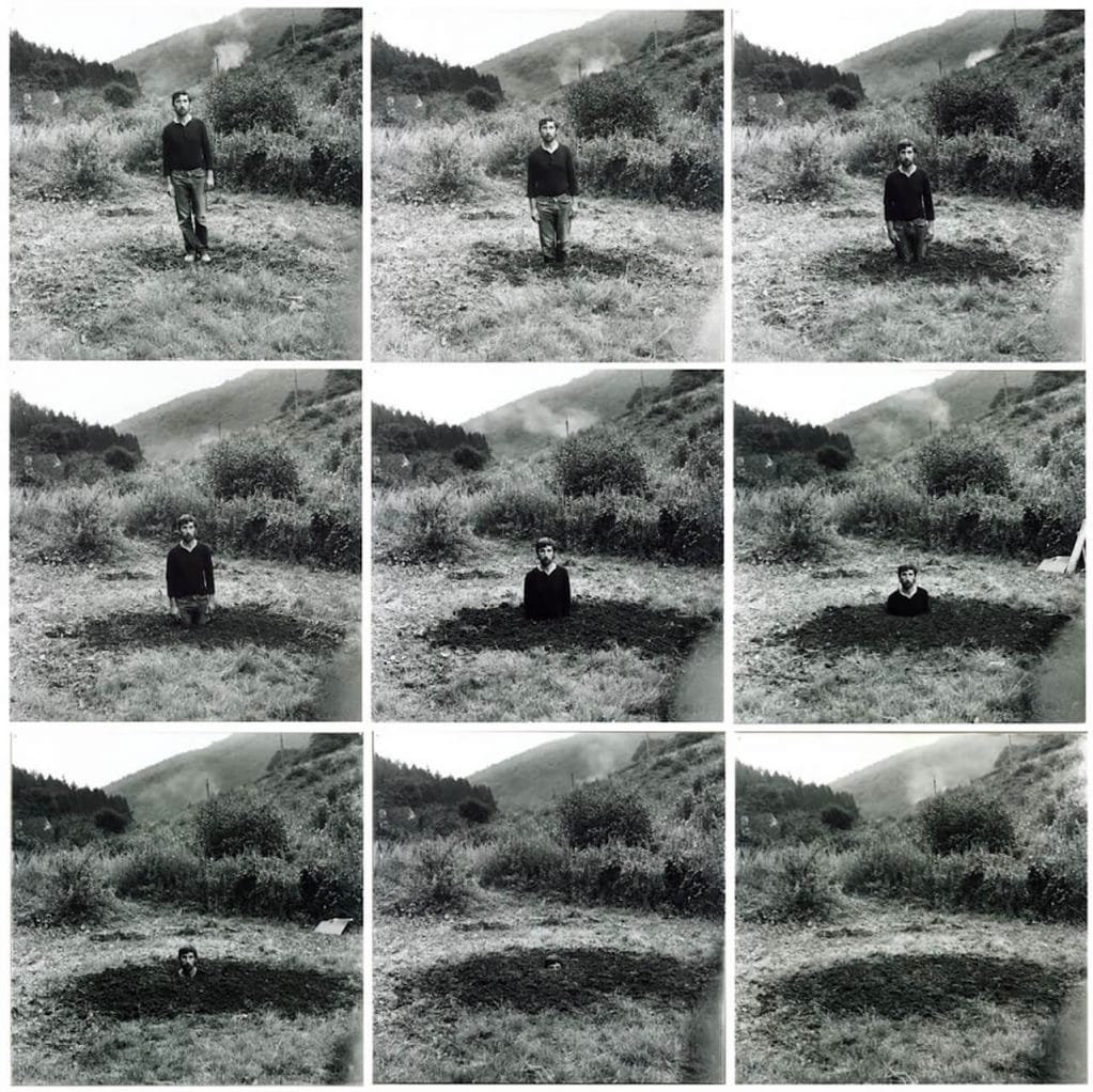 Keith Arnatt, Self-Burial (Television Interference Project), 1969); Tate © Keith Arnatt Estate