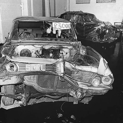 Crash, an exhibition of crashed cars organised by Ballard in 1970 at the New Arts Lab